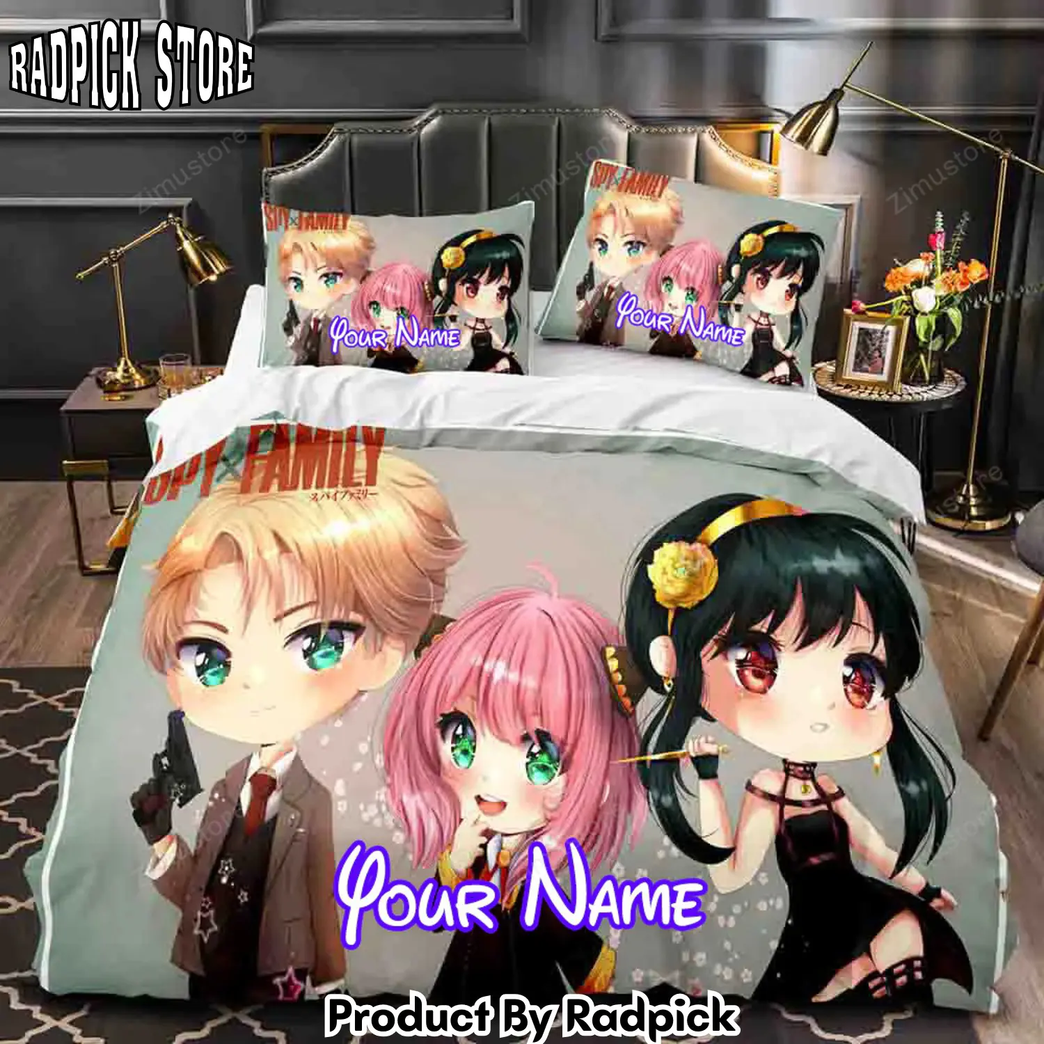 Radpick spy x family personalized name bedding set cosplay duvet cover us bed sheet sets6475 rp3272045